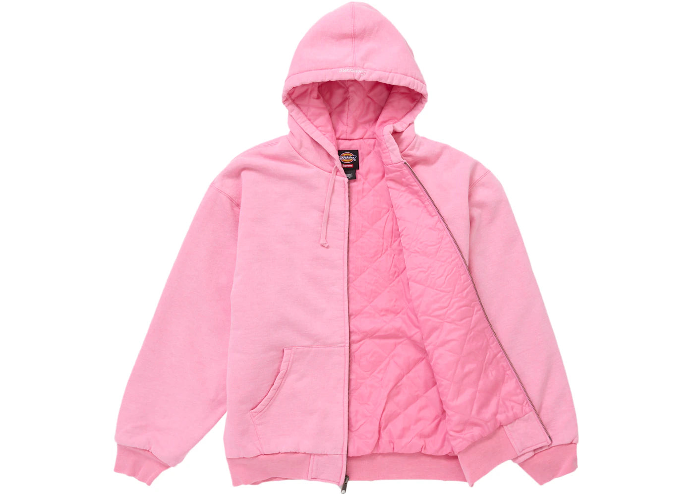 Supreme Dickies Quilted Lined Zip Up Hooded Sweatshirt Pink