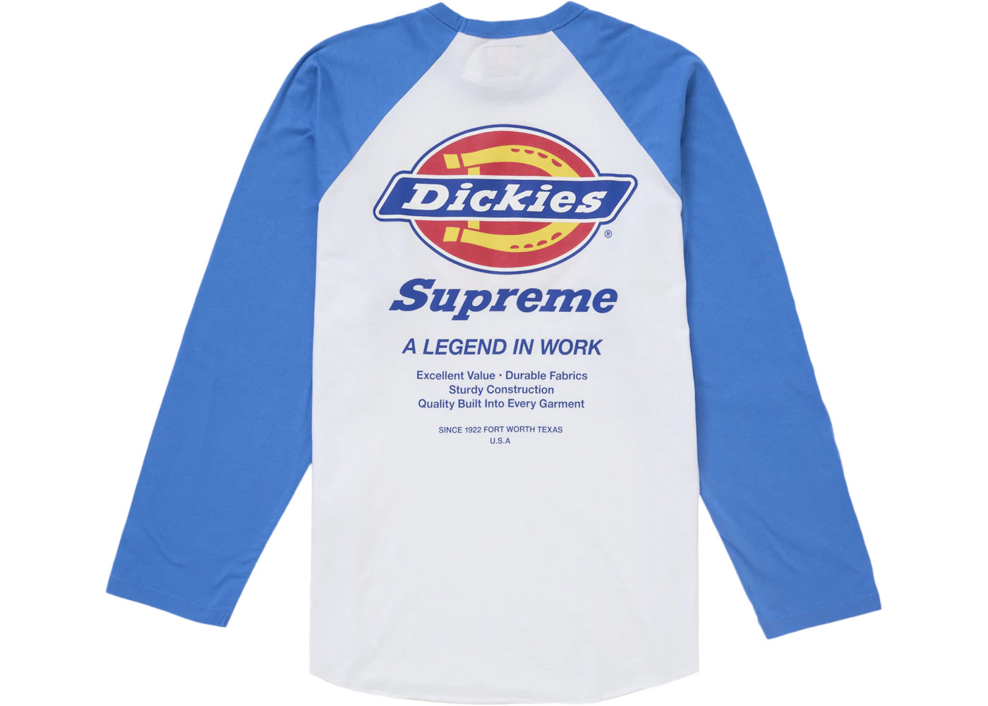 Supreme Dickies Raglan L/S Top Blue - vue secondaire A