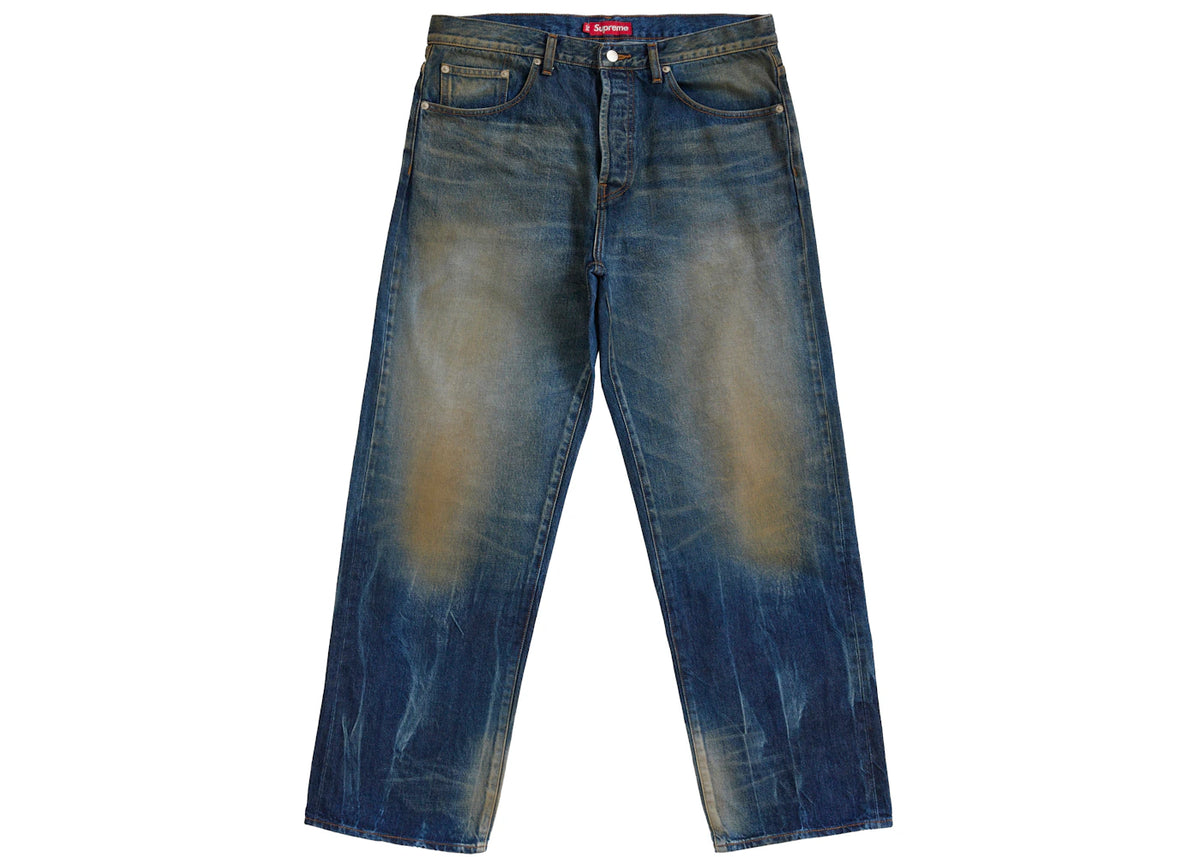 Supreme Distressed Loose Fit Selvedge Jean (SS26) Washed Indigo - vue 360