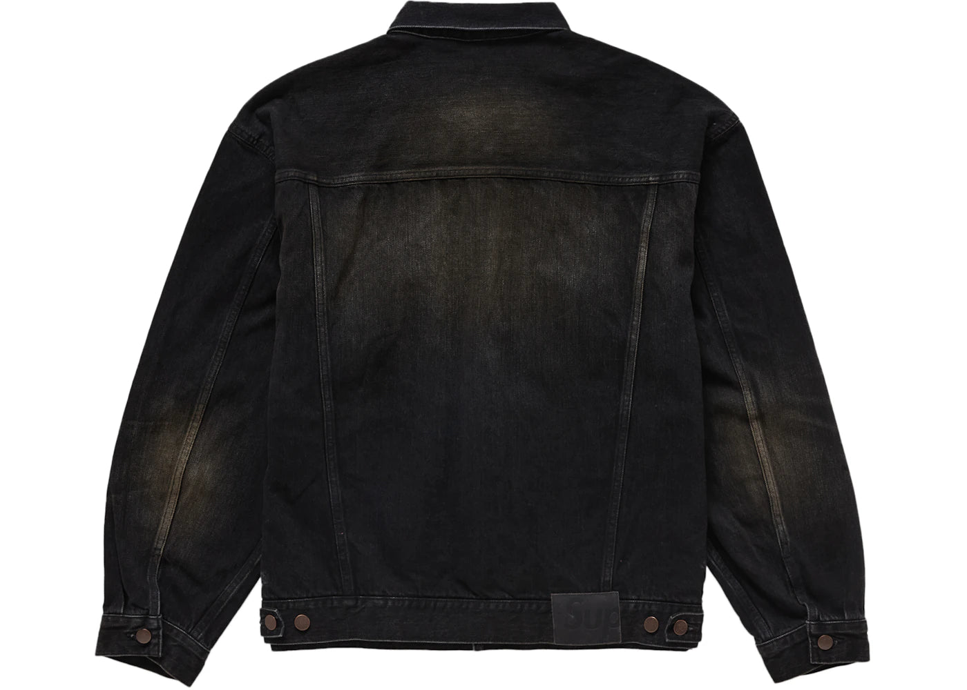 Supreme Distressed Selvedge Trucker Jacket Washed Black - vue secondaire B