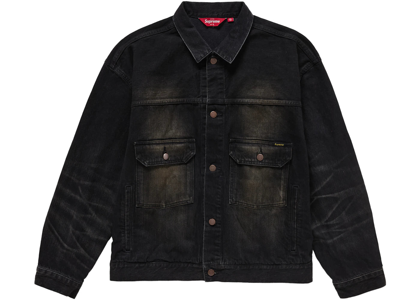 Supreme Distressed Selvedge Trucker Jacket Washed Black - vue secondaire A