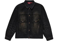 Supreme Distressed Selvedge Trucker Jacket Washed Black