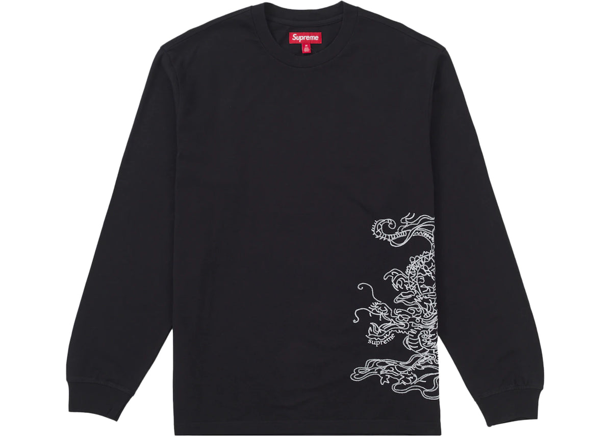 Supreme Dragon Embroidered L/S Top Black - vue 360