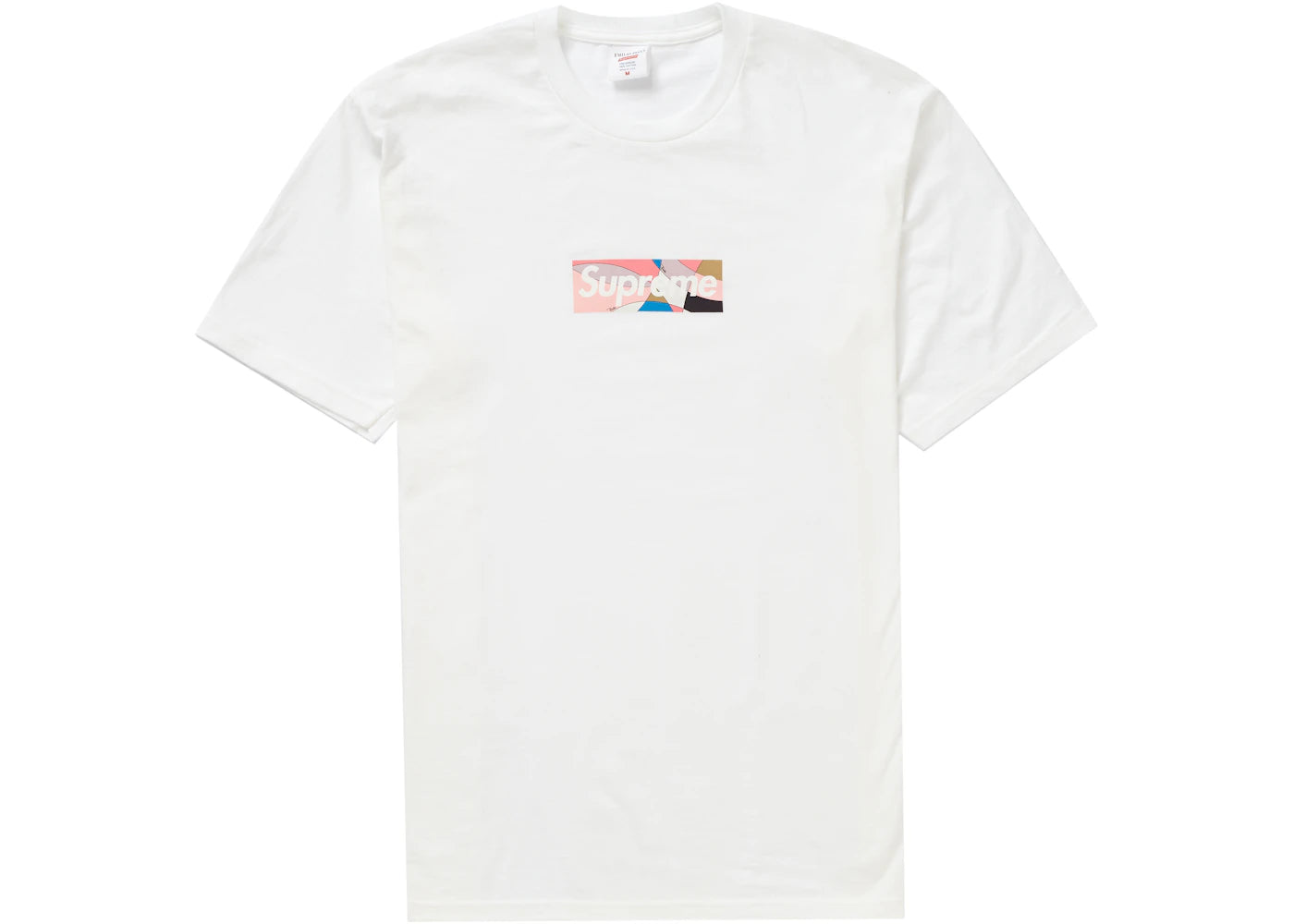 Supreme Emilio Pucci Box Logo Tee White/Dusty Pink - vue 360