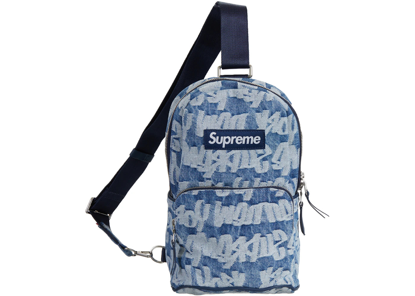 Supreme Fat Tip Jacquard Denim Sling Bag Blue - vue secondaire A