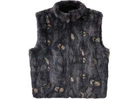 Supreme Faux Fur Hooded Vest Black