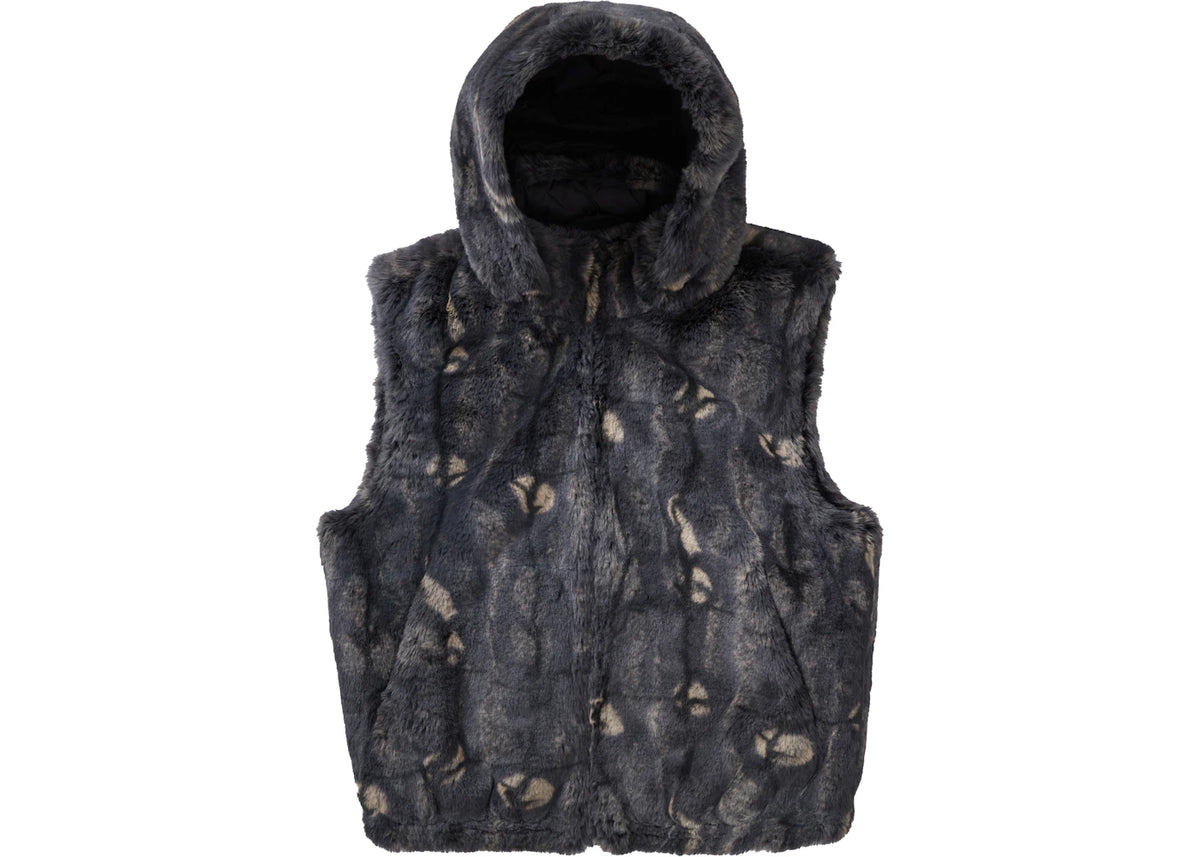 Supreme Faux Fur Hooded Vest Black - vue secondaire B