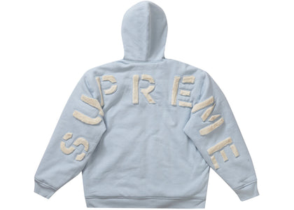 Supreme Faux Fur Lined Zip Up Hooded Sweatshirt Light Blue - apparel view 2