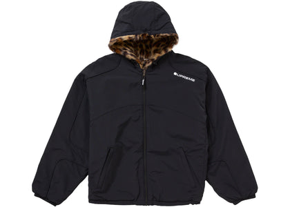 Supreme Faux Fur Reversible Hooded Track Jacket Black - apparel view 2