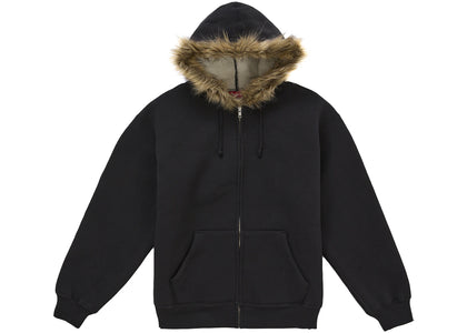 Supreme Faux Fur Zip Up Hooded Sweatshirt Black sneakers - authentic Supreme shoes