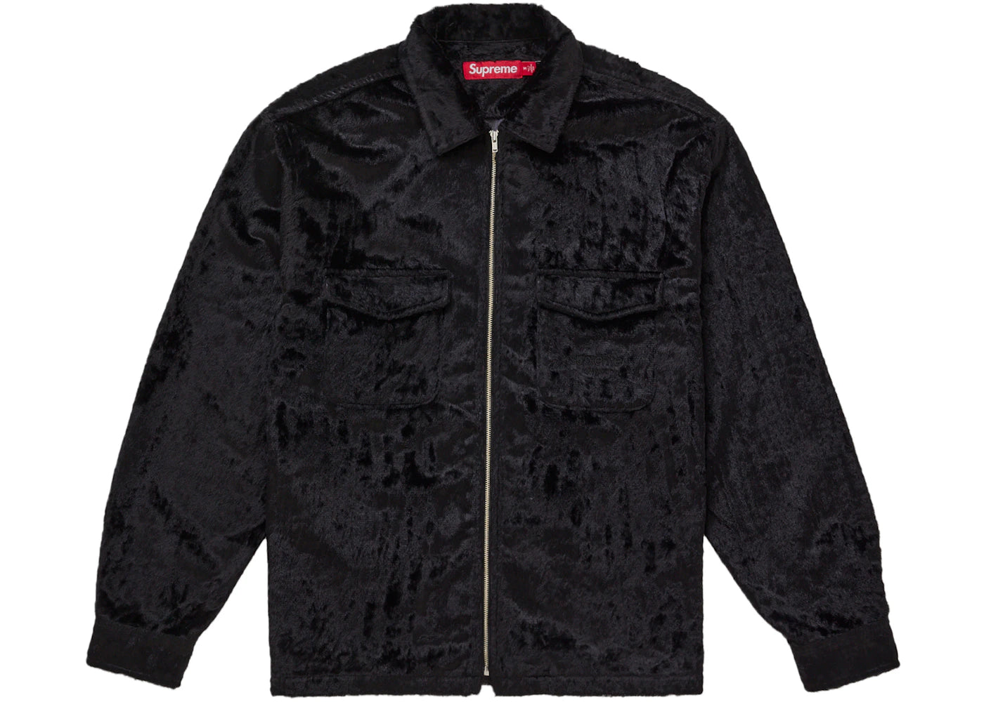 Supreme Faux Fur Zip Up Shirt Black - vue 360