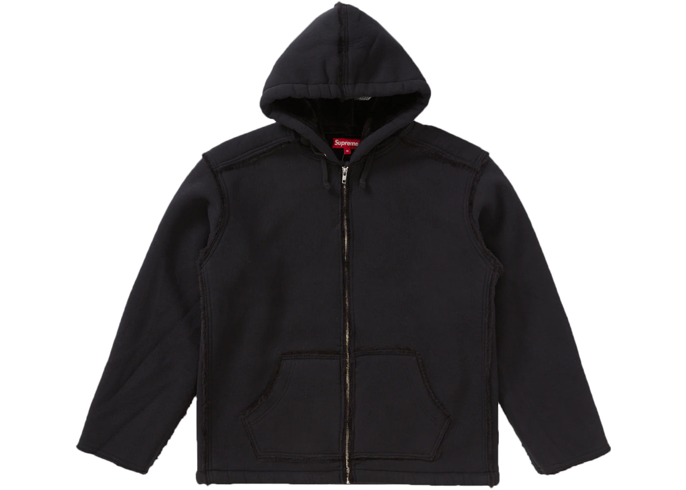Supreme Faux Shearling Hooded Jacket Black - vue secondaire B