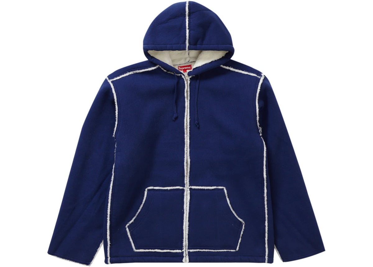 Supreme Faux Shearling Hooded Jacket Bright Navy - vue secondaire A