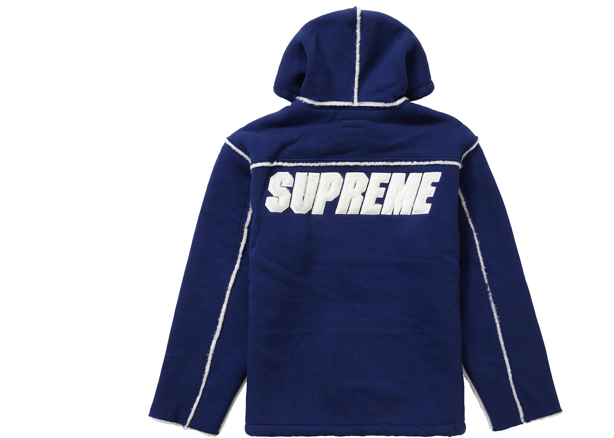 Supreme Faux Shearling Hooded Jacket Bright Navy - vue 360