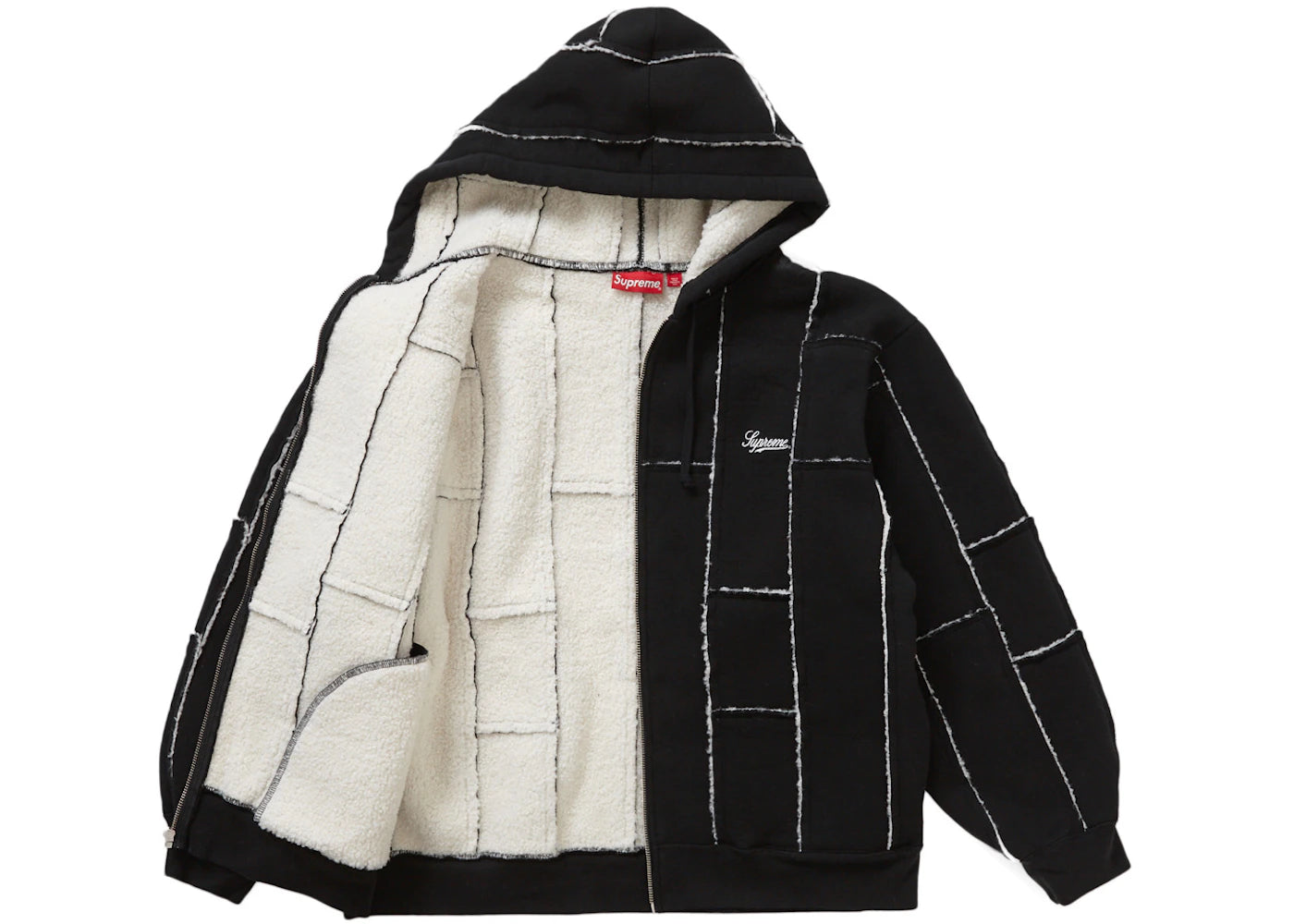 Supreme Faux Shearling Zip Up Hooded Sweatshirt Black - vue secondaire A