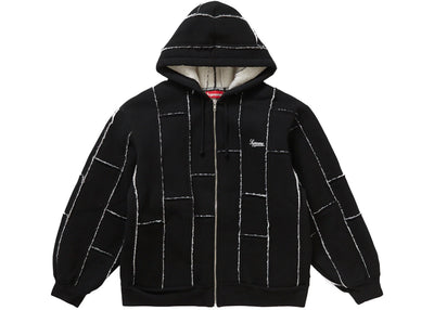 Supreme Faux Shearling Zip Up Hooded Sweatshirt Black