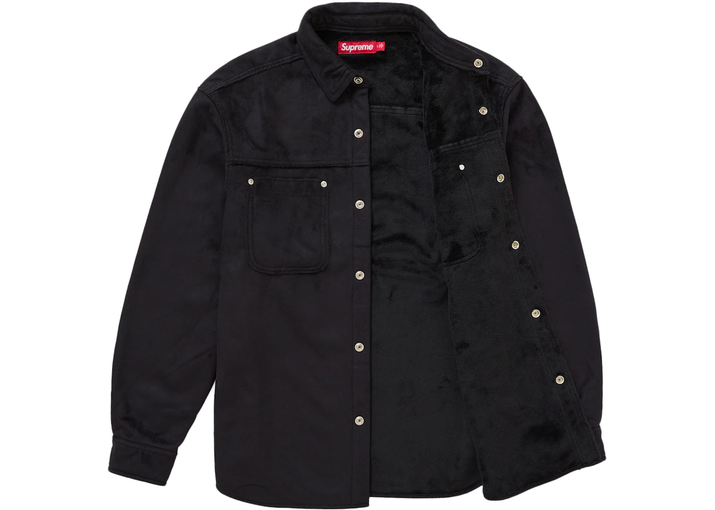 Supreme Faux Suede Snap Shirt Black - vue secondaire B