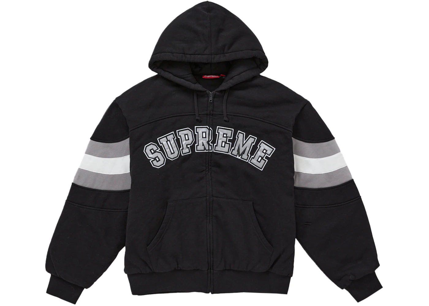 Supreme Filled Zip Up Hooded Sweatshirt Black - vue secondaire A