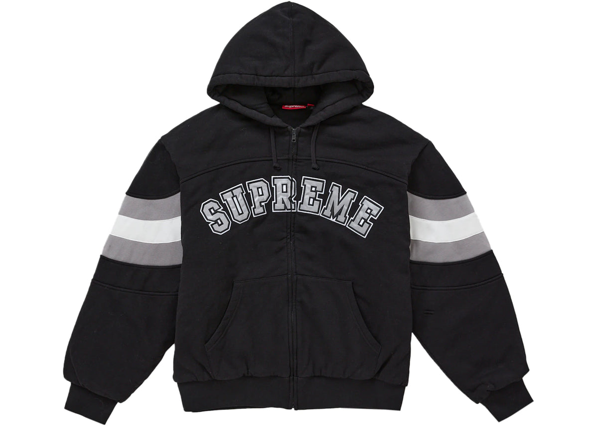 Supreme Filled Zip Up Hooded Sweatshirt Black - vue 360
