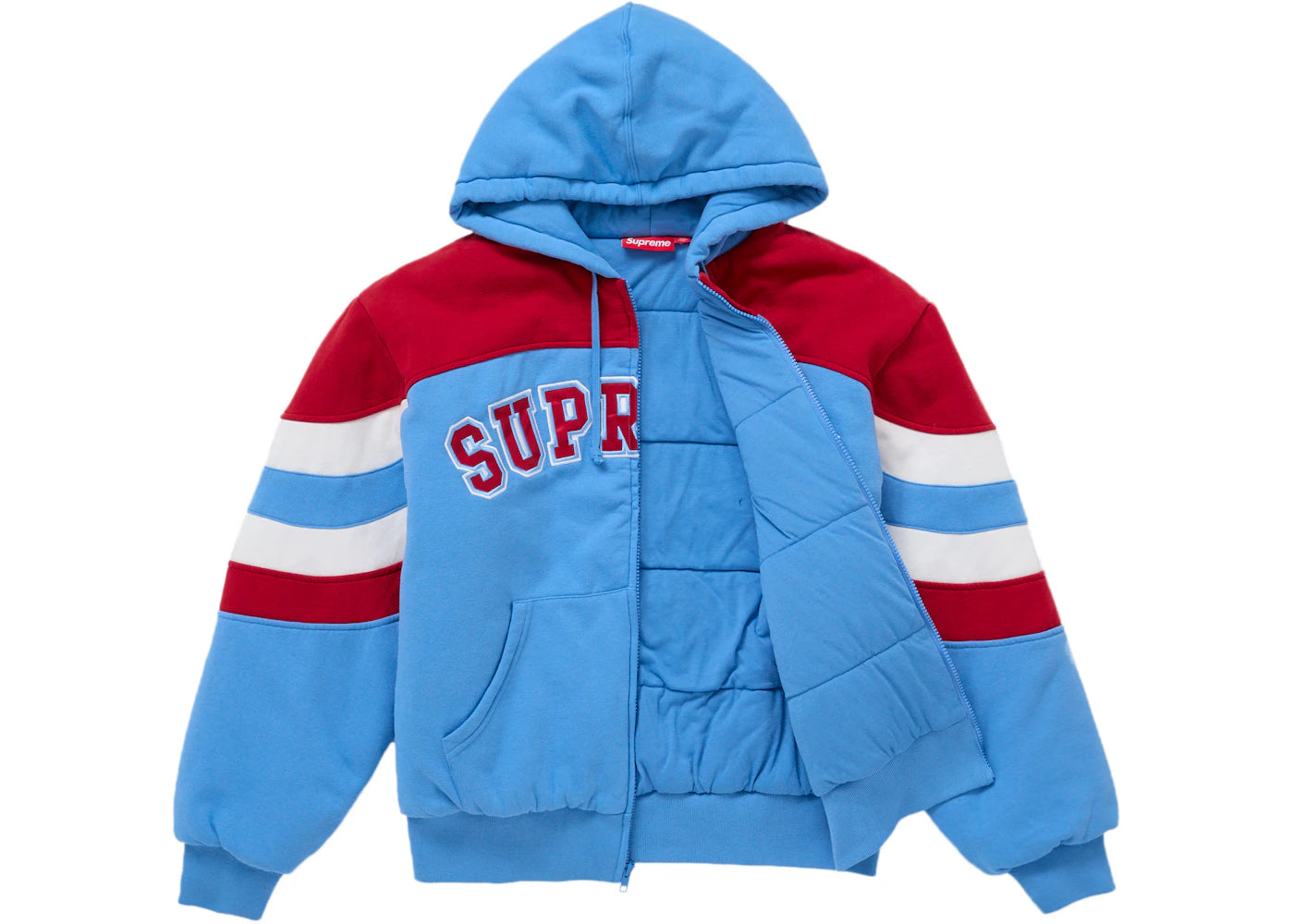 Supreme Filled Zip Up Hooded Sweatshirt Blue - vue secondaire A