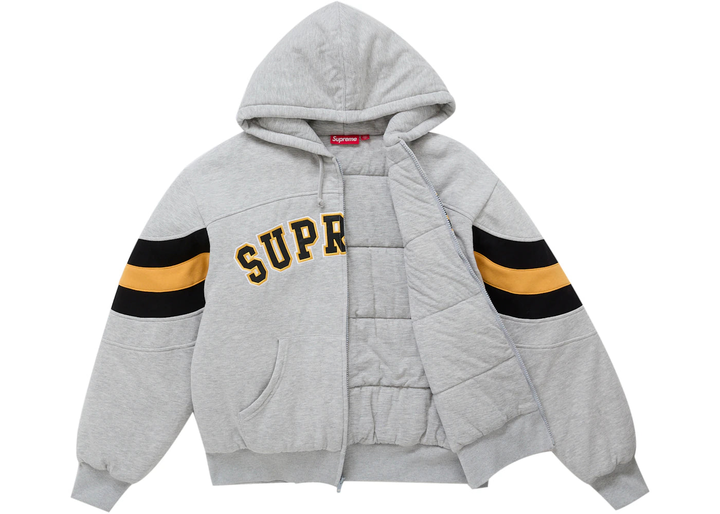 Supreme Filled Zip Up Hooded Sweatshirt Heather Grey - vue secondaire A