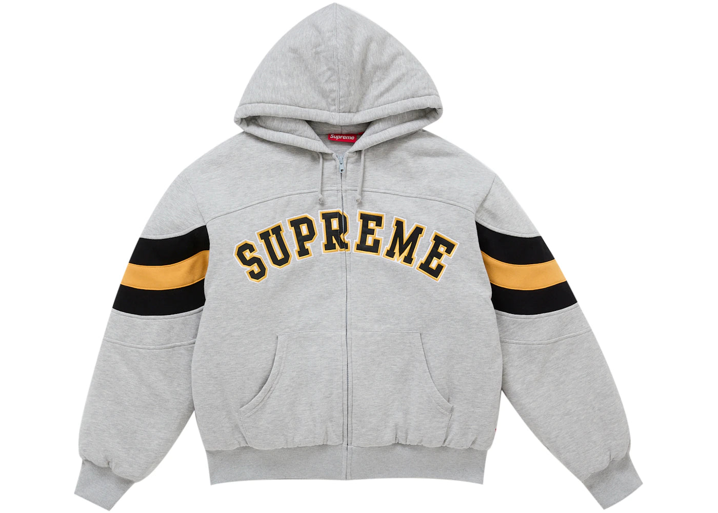 Supreme Filled Zip Up Hooded Sweatshirt Heather Grey - vue 360