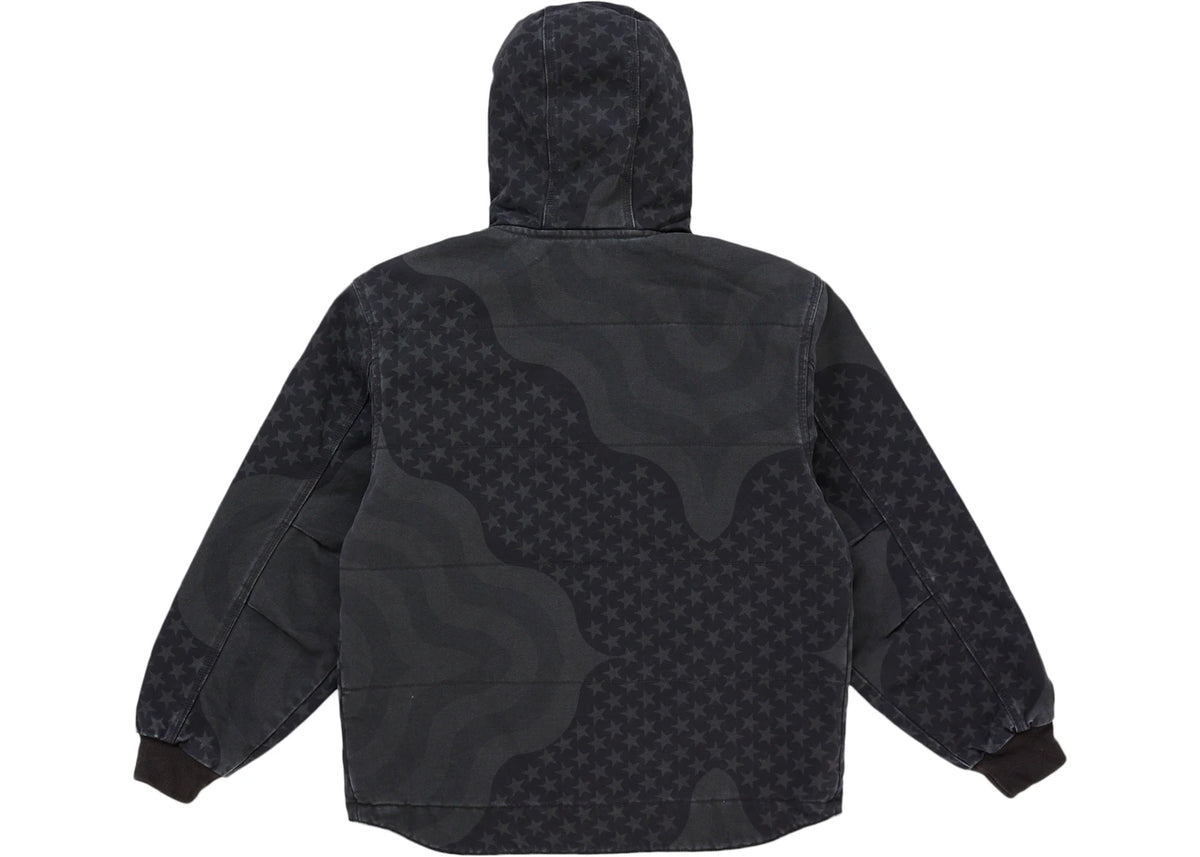 Supreme Flag Quilted Hooded Work Jacket Black - vue secondaire B