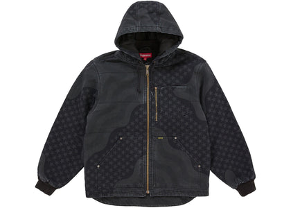 Supreme Flag Quilted Hooded Work Jacket Black - apparel view 2
