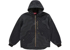 Supreme Flag Quilted Hooded Work Jacket Black