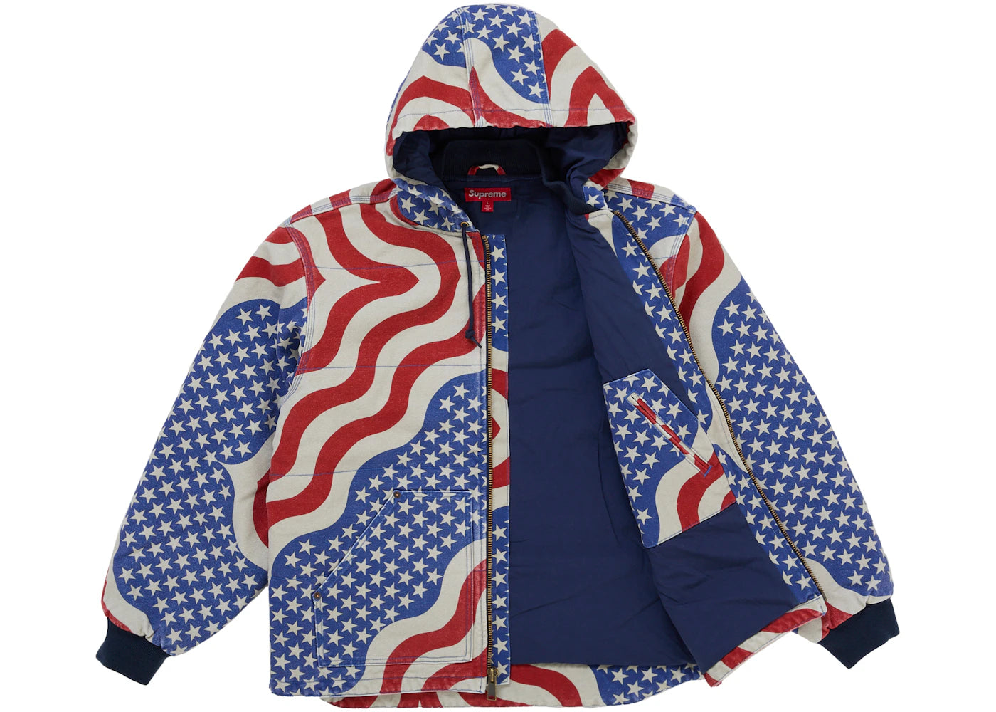 Supreme Flag Quilted Hooded Work Jacket Multicolor - vue secondaire A