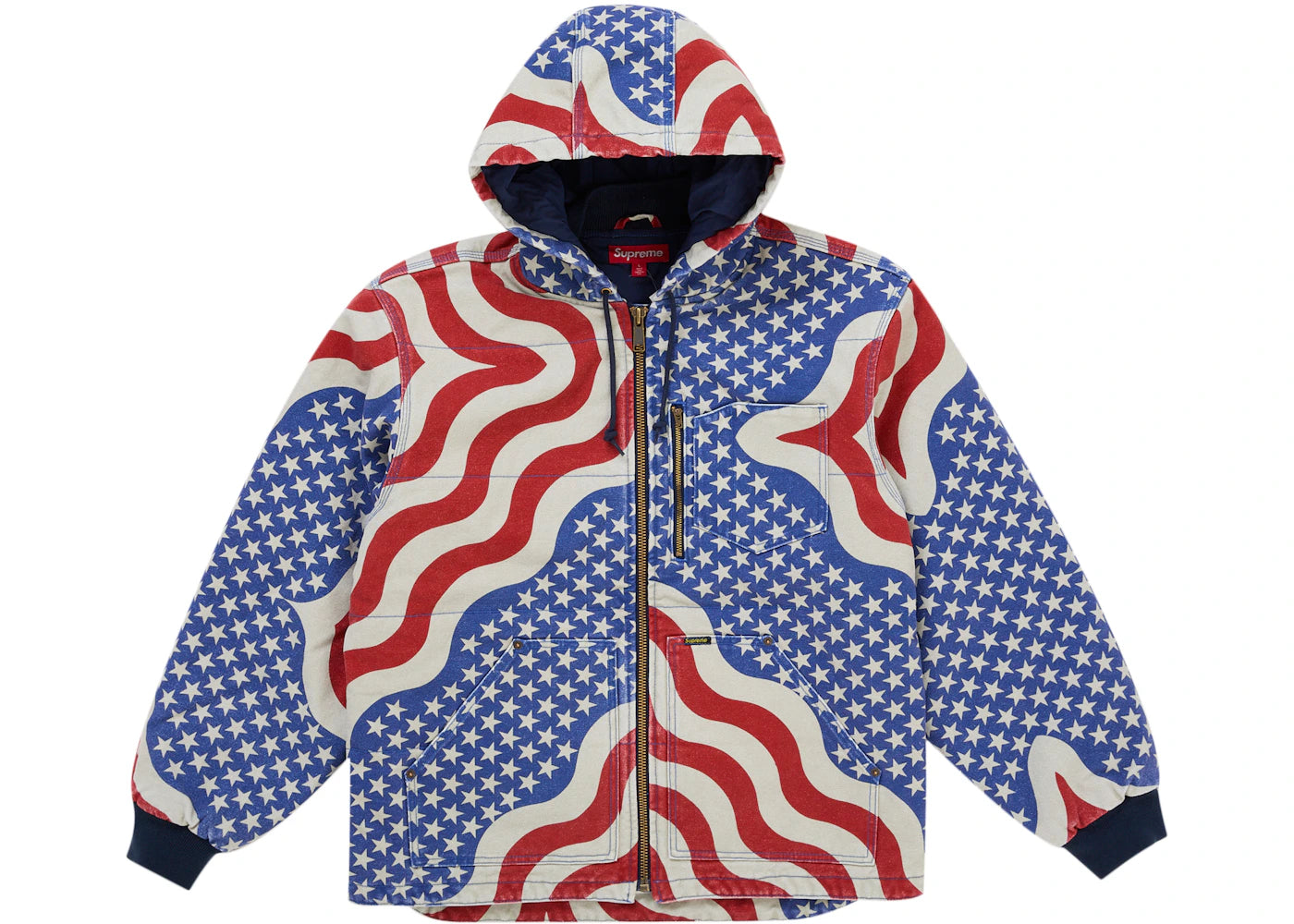 Supreme Flag Quilted Hooded Work Jacket Multicolor - vue 360