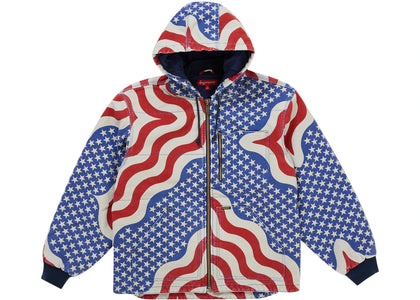 Supreme Flag Quilted Hooded Work Jacket Multicolor - authentic Supreme apparel