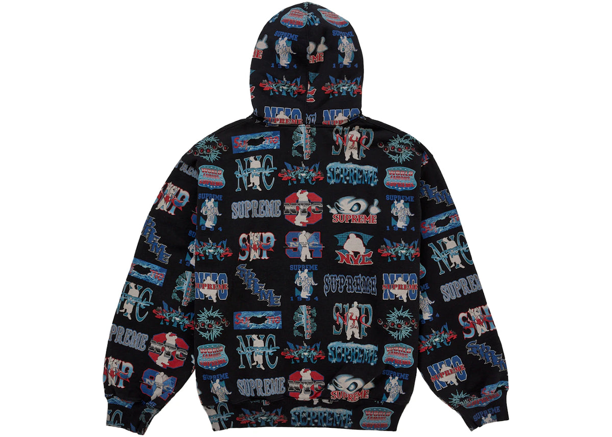 Supreme Flash Zip Up Hooded Sweatshirt Black - vue secondaire B