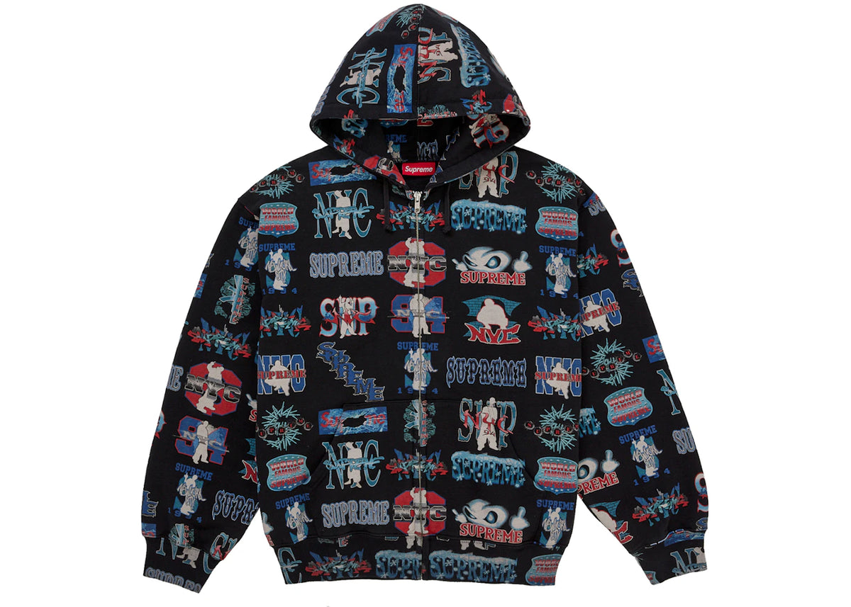 Supreme Flash Zip Up Hooded Sweatshirt Black - vue secondaire A