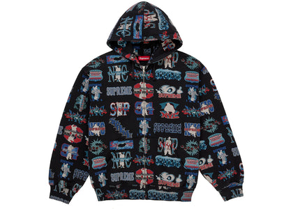 Supreme Flash Zip Up Hooded Sweatshirt Black - apparel view 2