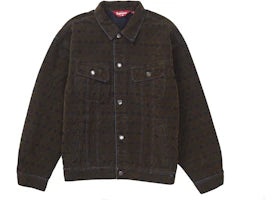 Supreme Flocked Denim Trucker Jacket Black - vue 360