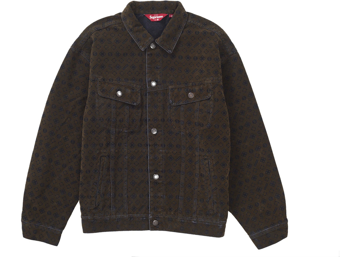 Supreme Flocked Denim Trucker Jacket Black - vue secondaire A