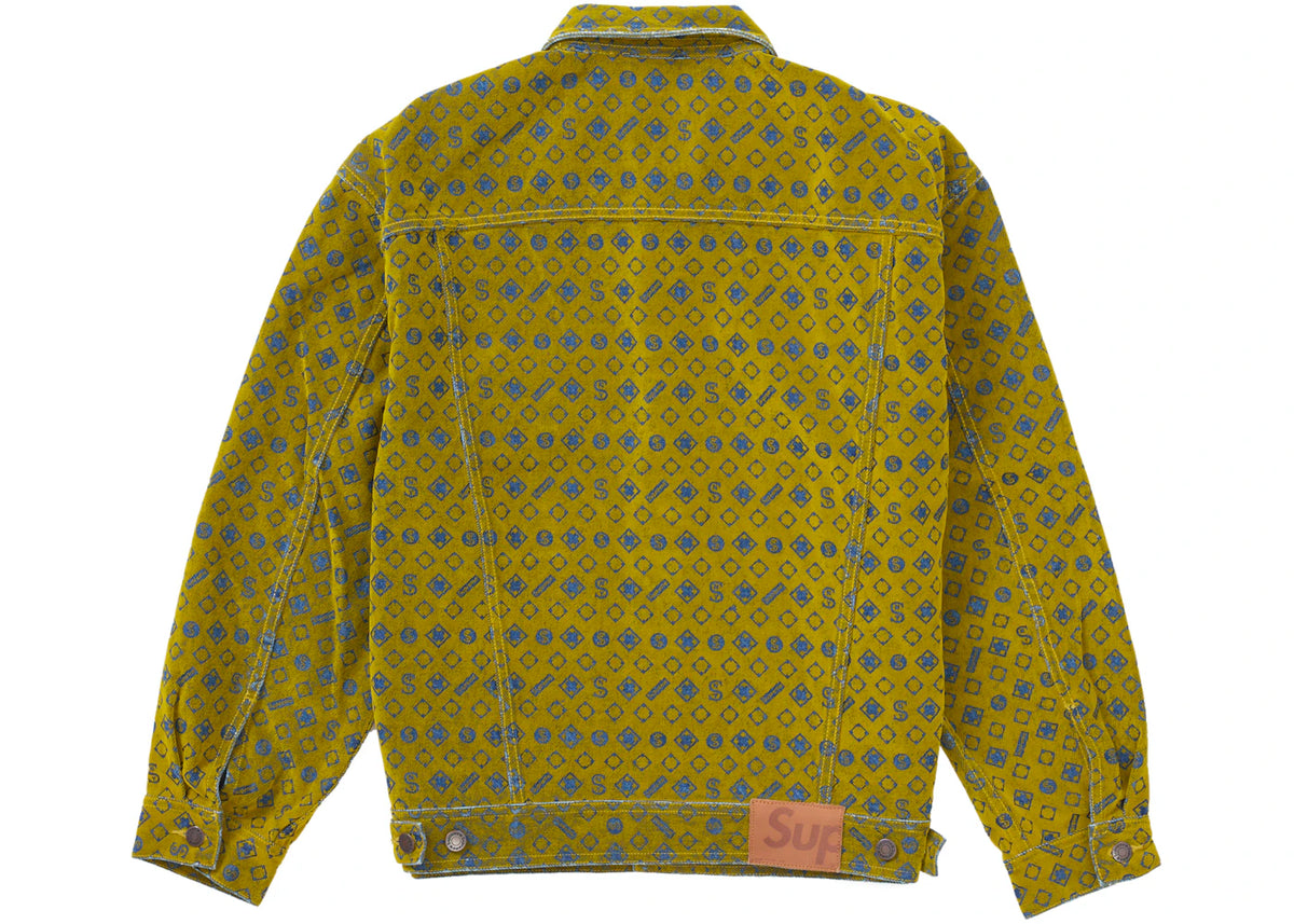 Supreme Flocked Denim Trucker Jacket Mustard - vue secondaire B