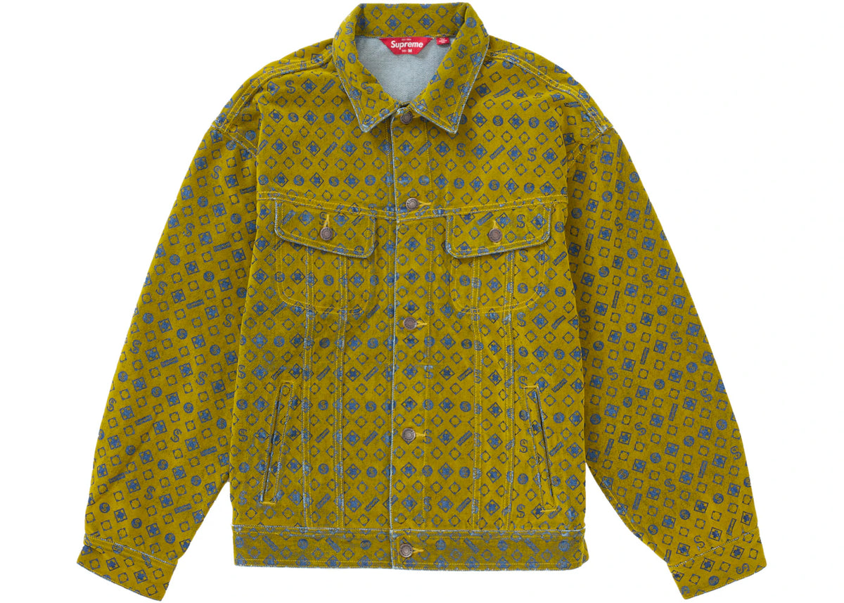 Supreme Flocked Denim Trucker Jacket Mustard - vue secondaire A