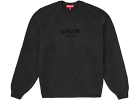 Supreme Flocked Logo Sweater Black - vue 360