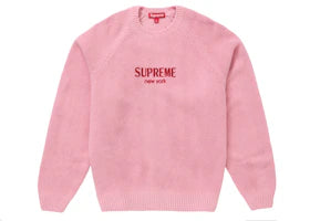 Supreme Flocked Logo Sweater Pink