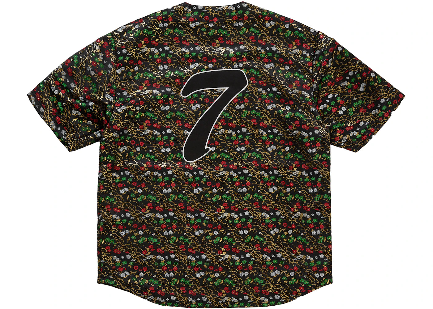Supreme Floral Jacquard Baseball Jersey Black - vue secondaire A