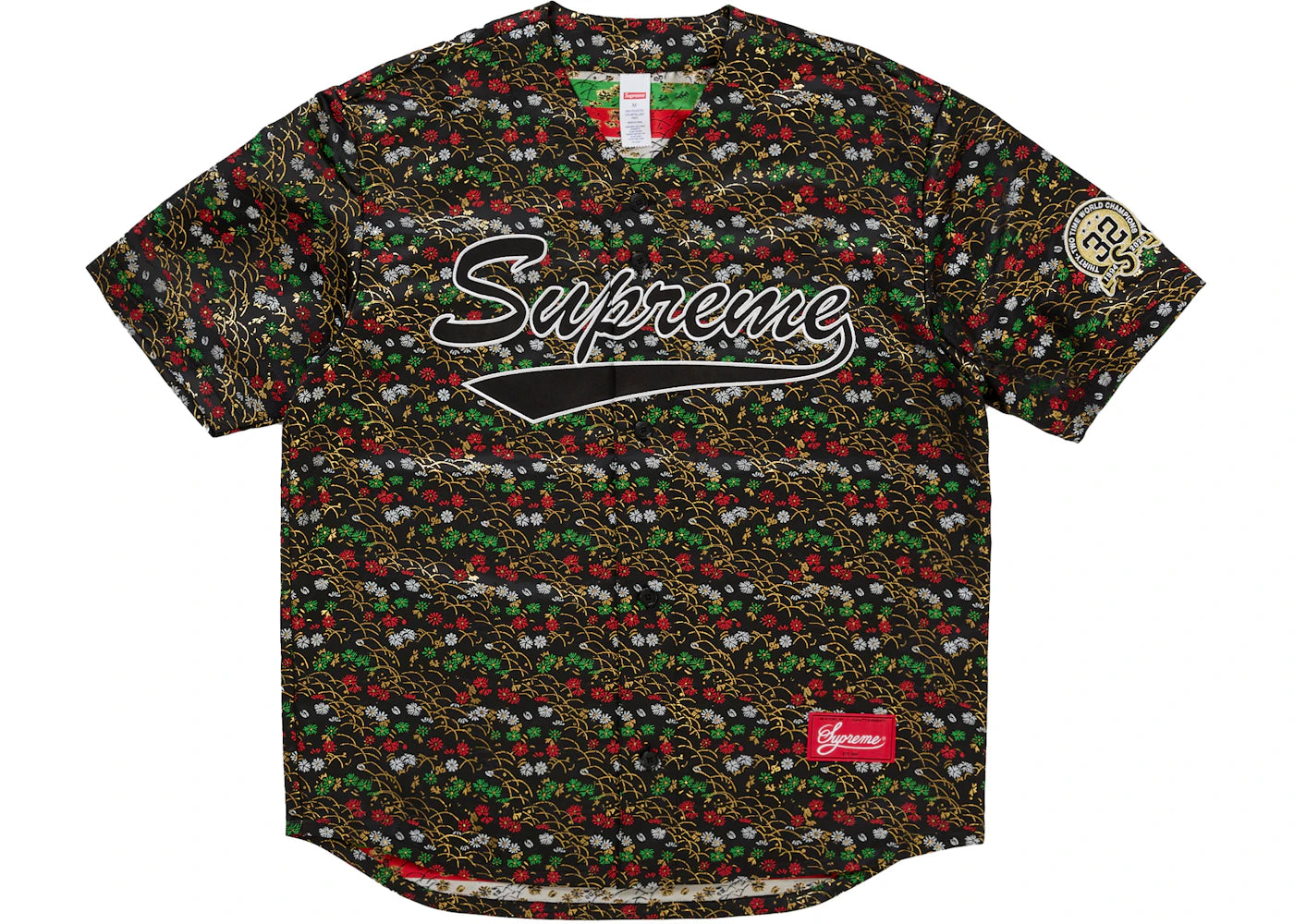 Supreme Floral Jacquard Baseball Jersey Black - vue 360