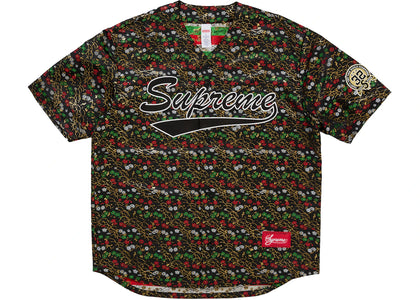 Supreme Floral Jacquard Baseball Jersey Black - authentic Supreme apparel