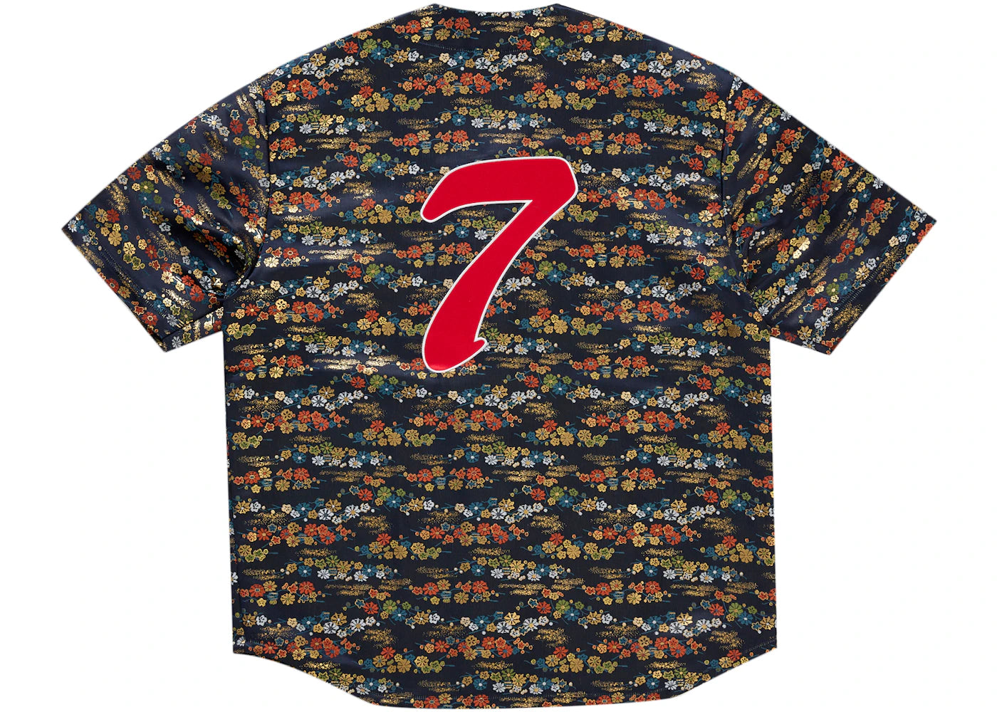 Supreme Floral Jacquard Baseball Jersey Navy - vue secondaire A