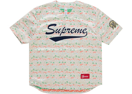 Supreme Floral Jacquard Baseball Jersey White - apparel view 2