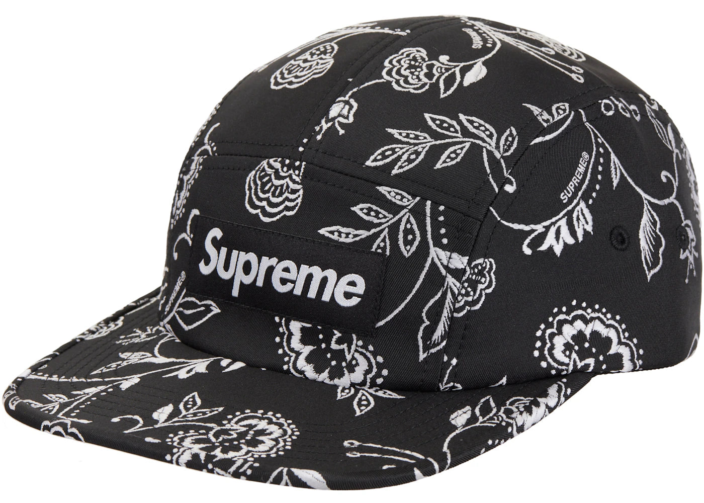 Supreme Floral Jacquard Camp Cap Black - vue 360