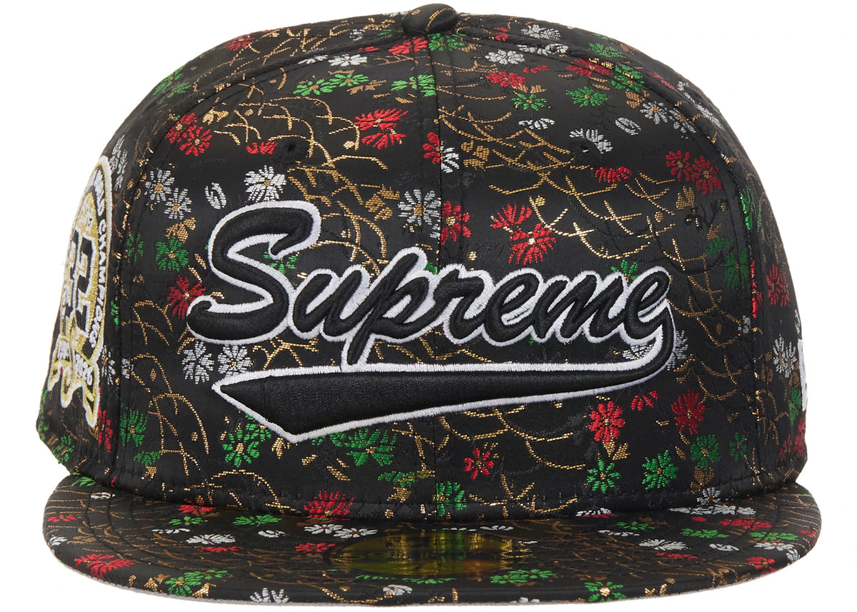 Supreme Floral Jacquard New Era 59Fifty Fitted Hat Black - vue secondaire B
