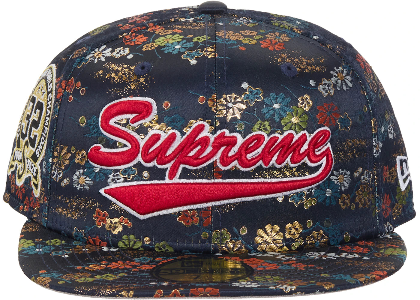 Supreme Floral Jacquard New Era 59Fifty Fitted Hat Navy - vue secondaire B