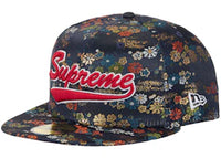 Supreme Floral Jacquard New Era 59Fifty Fitted Hat Navy